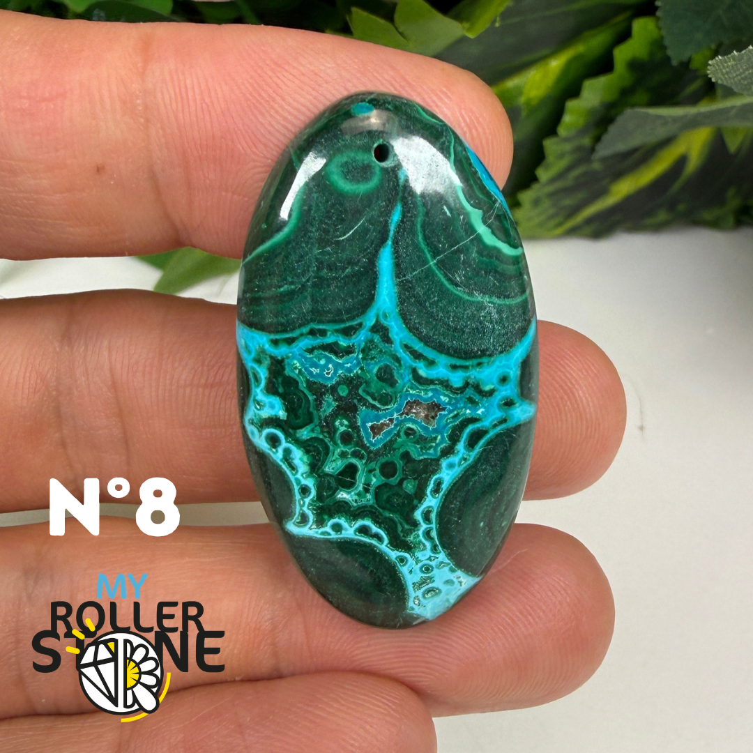 Pendentif Malachite Chrysocolle Percé 5A
