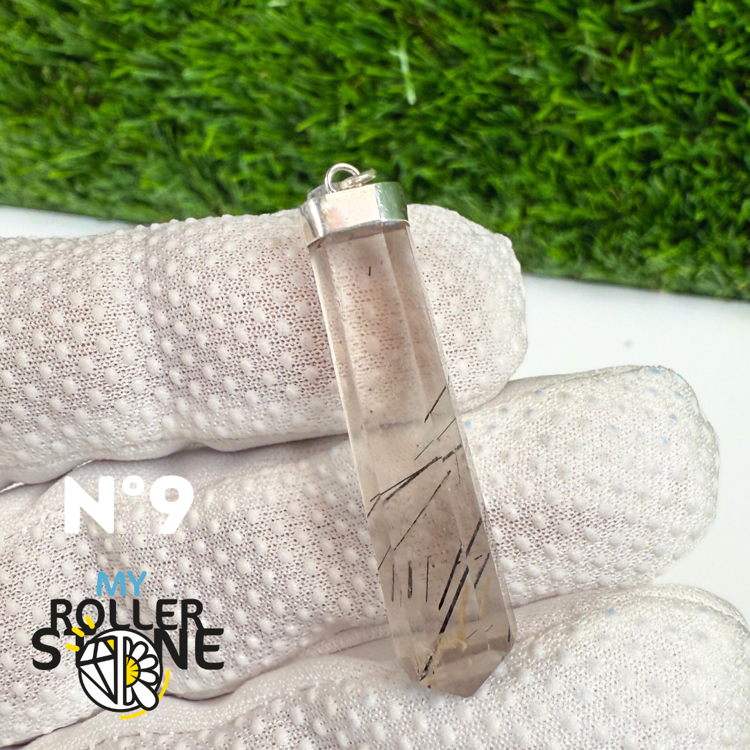 Pendentif Quartz Tourmaliné et Argent