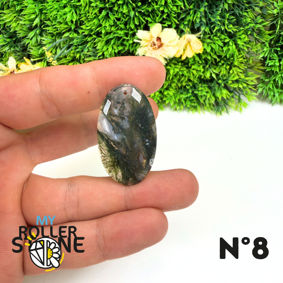 Pendentif Percé Agate Mousse Naturelle 5A