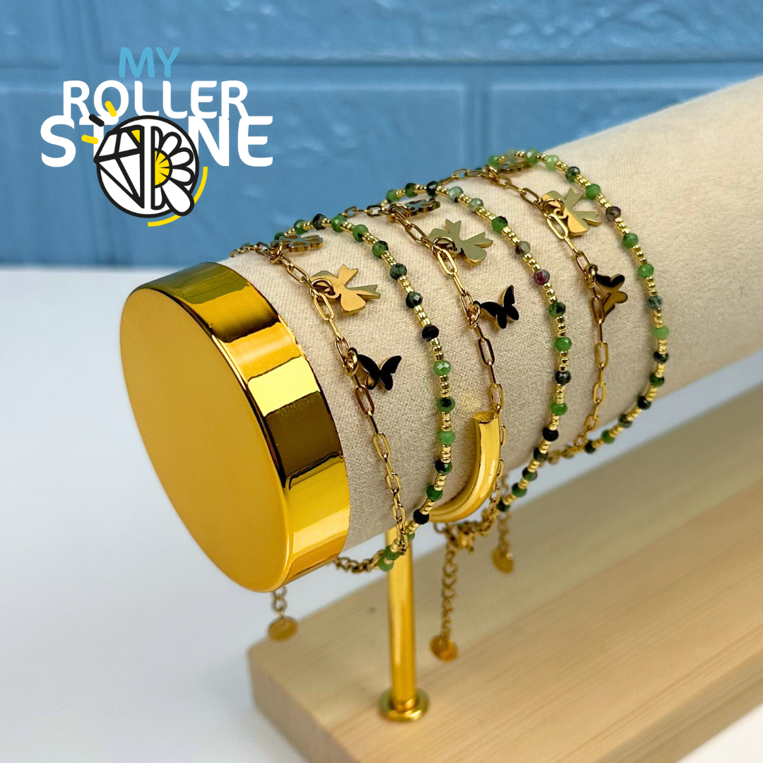 Bracelet Bohème Multi-Rangs en Pierres Naturelles