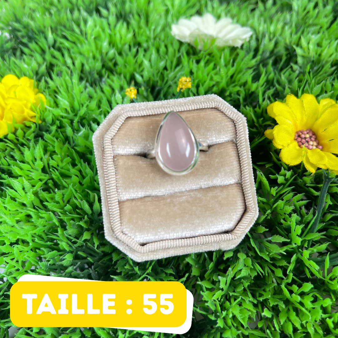 Bague Argent en Quartz rose #110