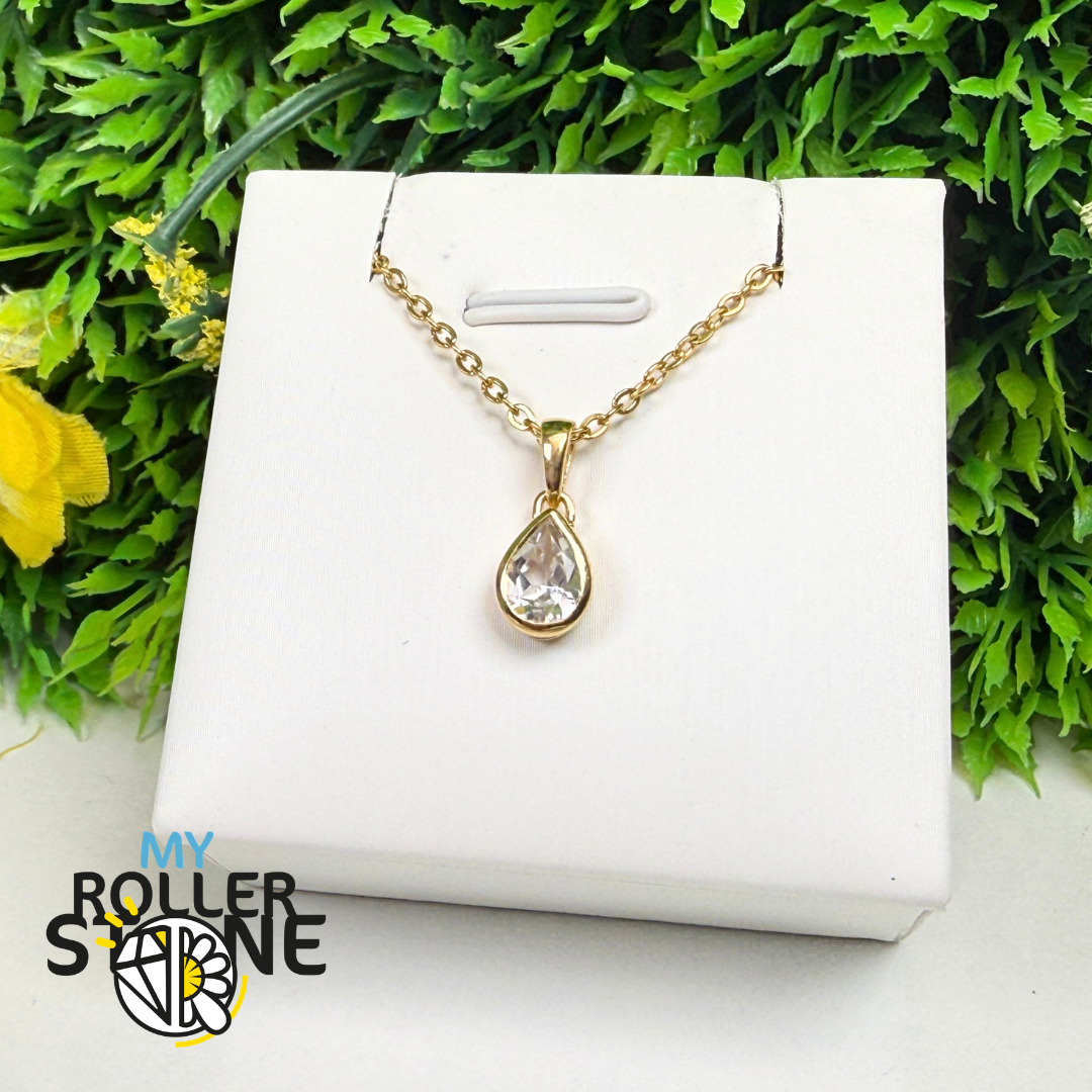 Pendentif Topaze Blanche Plaqué Or 18K P716G-I