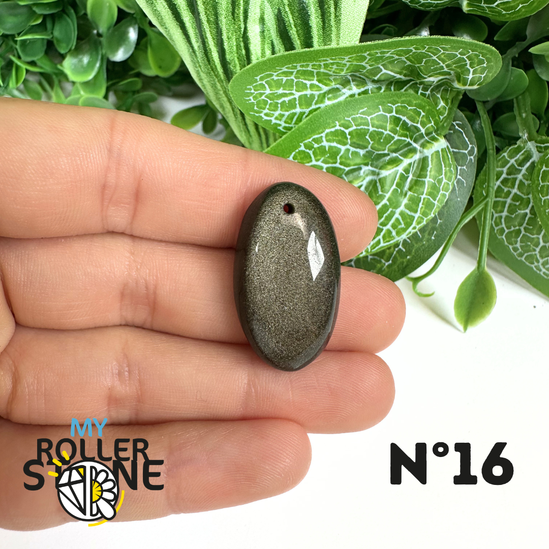 Pendentif Obsidienne dorée 5A percé