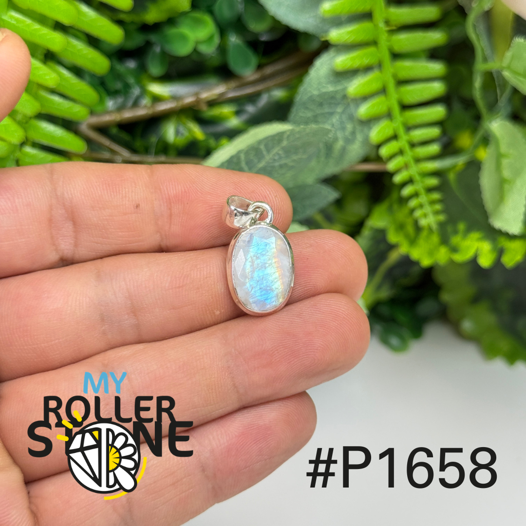 Pendentif argent pierre de lune facettée #1658