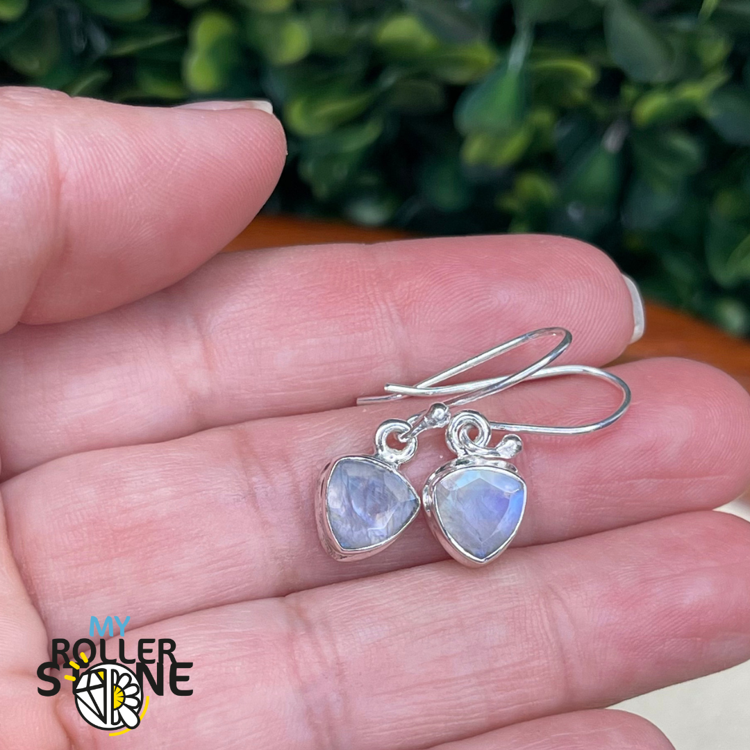 Boucles d&#39;oreilles Pierre de Lune Arc-en-Ciel trillon #15