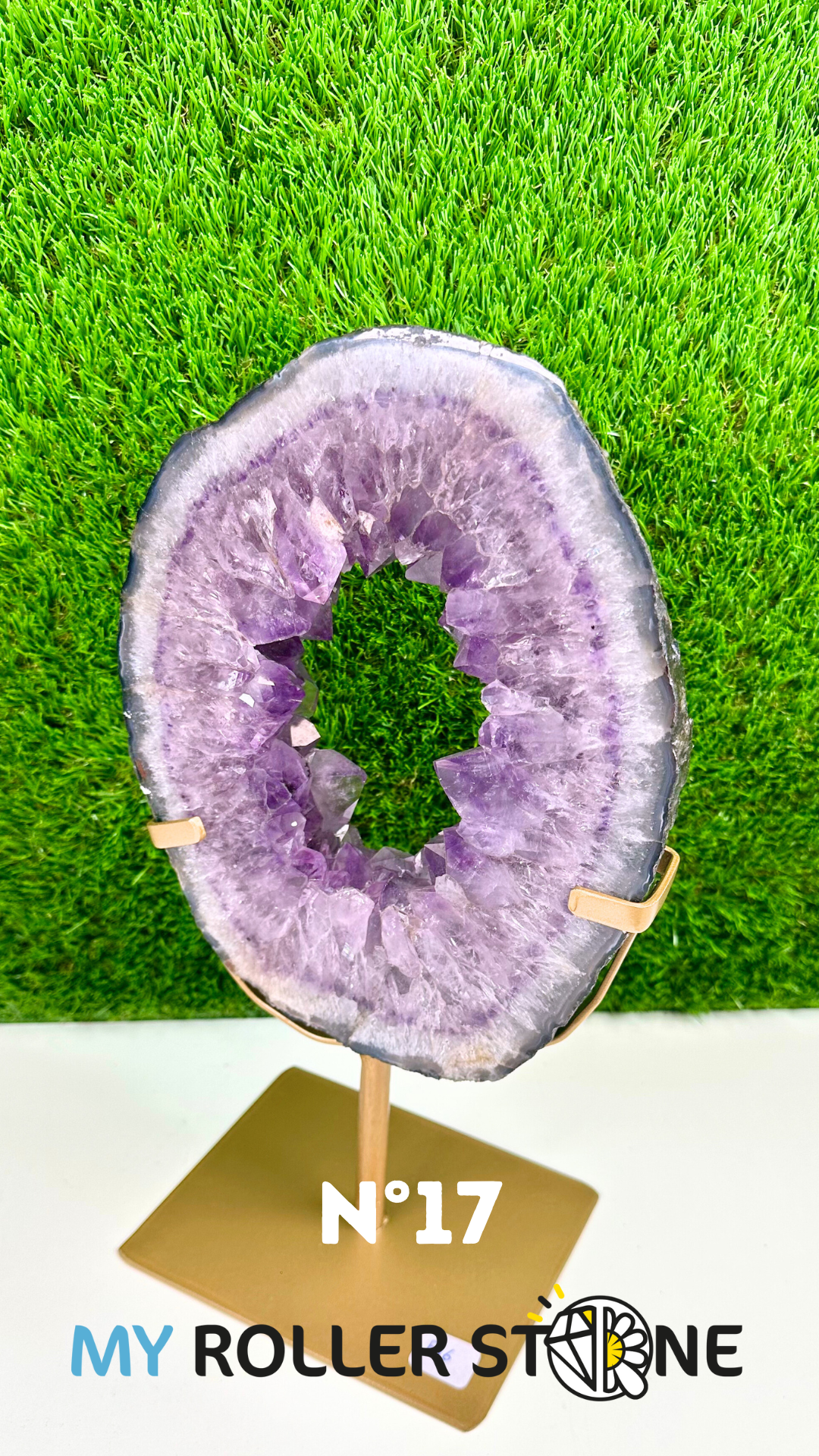 Tranche d'Améthyste sur support métal #17