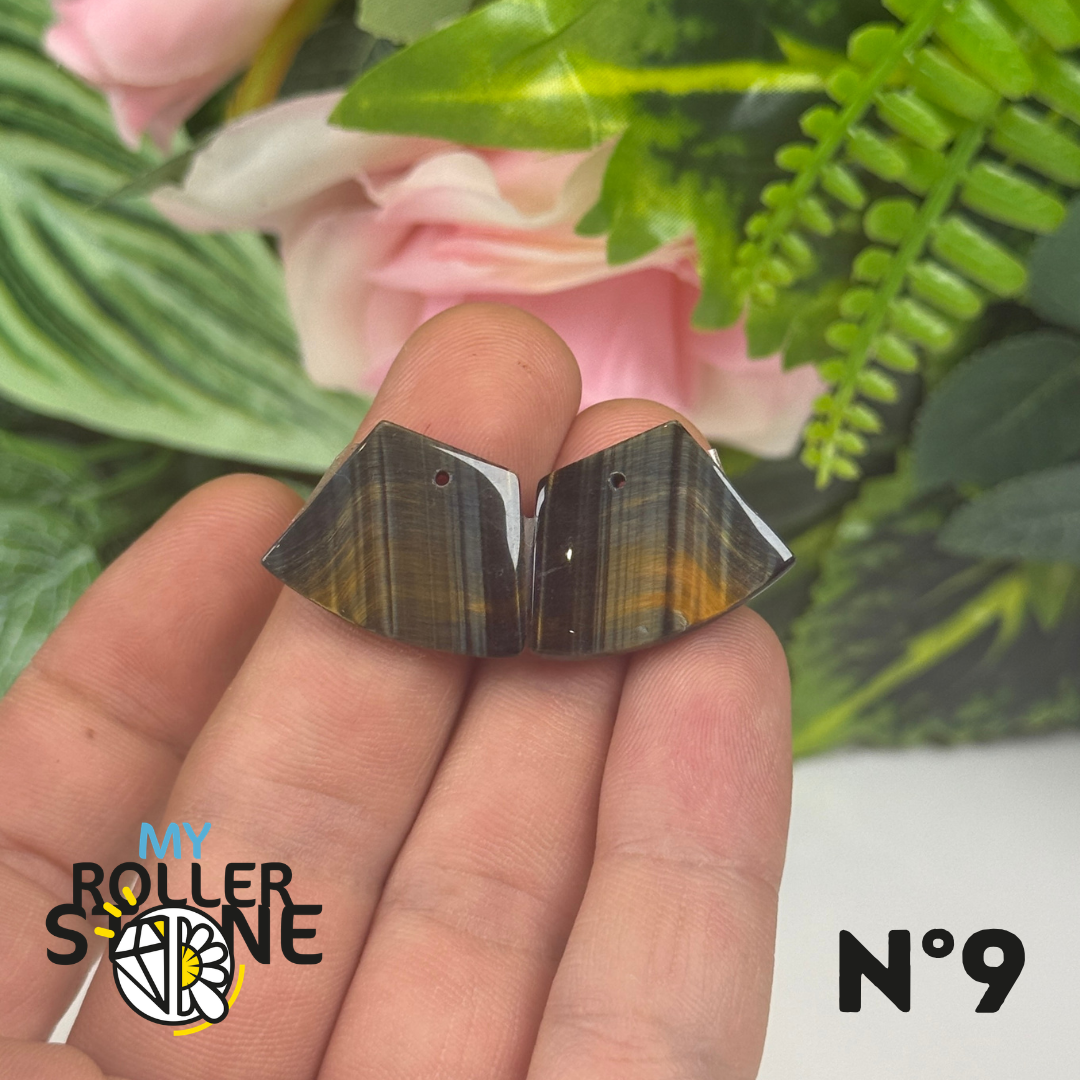 Paire de Cabochon percé en Oeil de Faucon pour Boucles d'oreilles