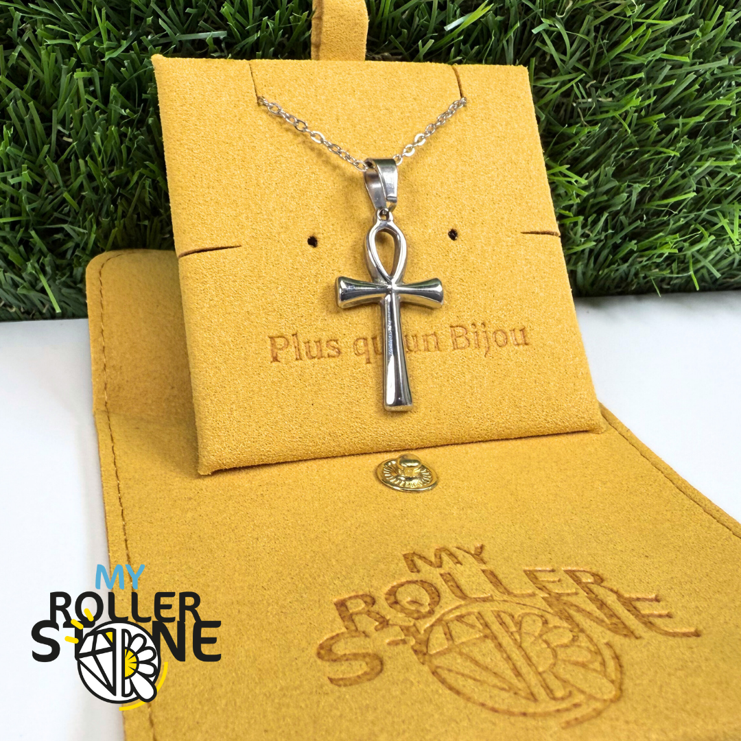 Pendentif croix Égyptienne acier inoxydable argenté