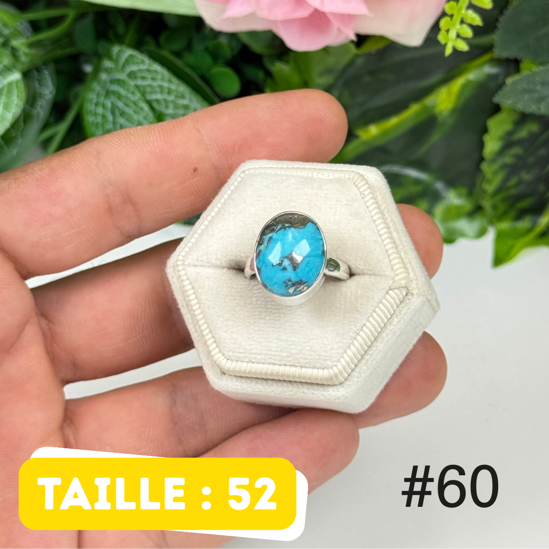 Bague argent 925 turquoise persane Nishapur #TR60
