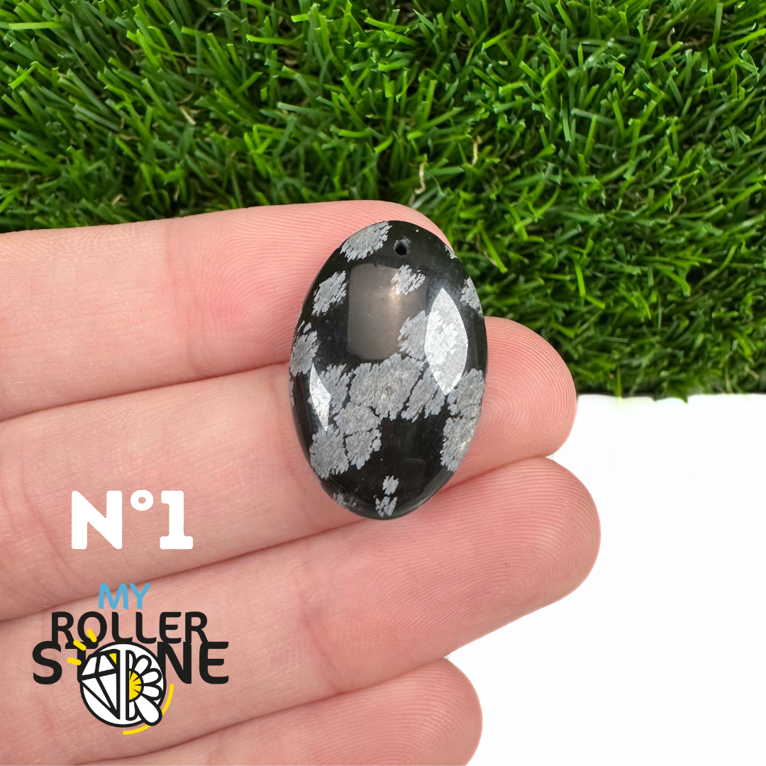 Pendentif Obsidienne flocon de neige 5A percé