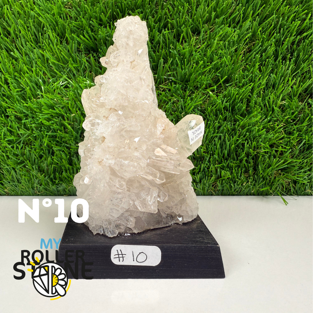 Cristal de roche sur support bois