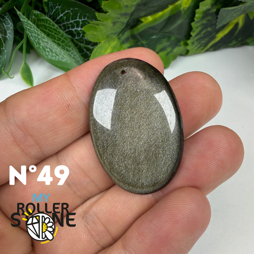 Pendentif Obsidienne dorée 5A percé