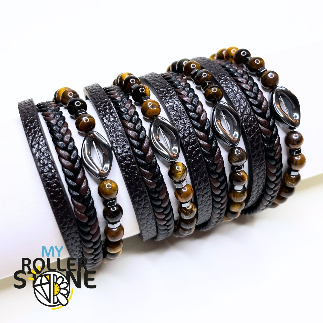 Bracelet Cuir Losange Oeil de Tigre