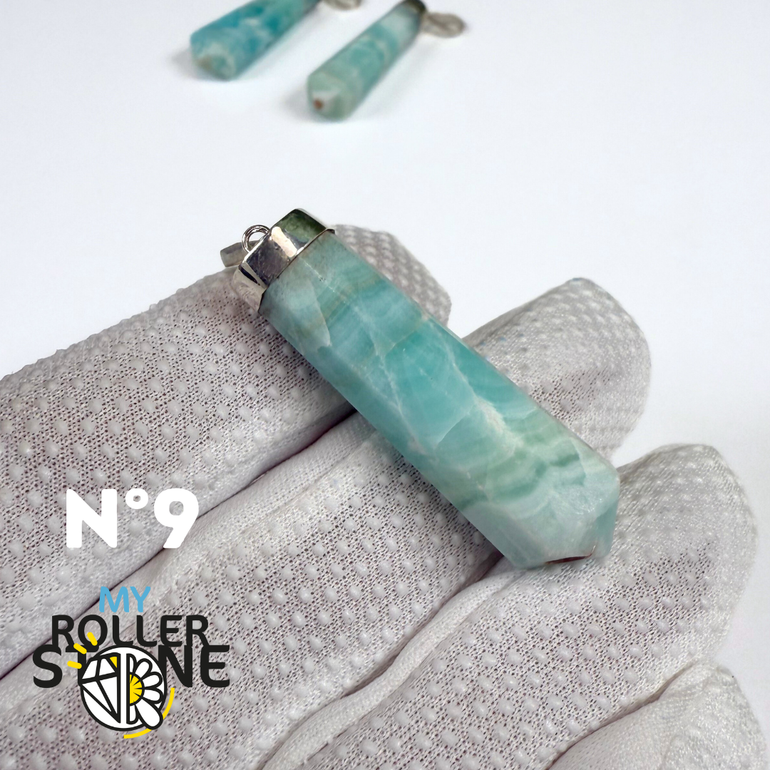 Pendentif Aragonite Bleue et Argent