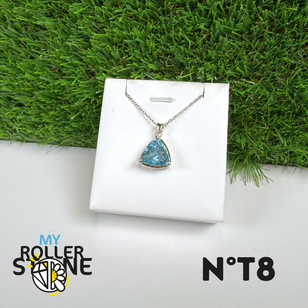 Pendentif Topaze Bleue Argent 925 #8