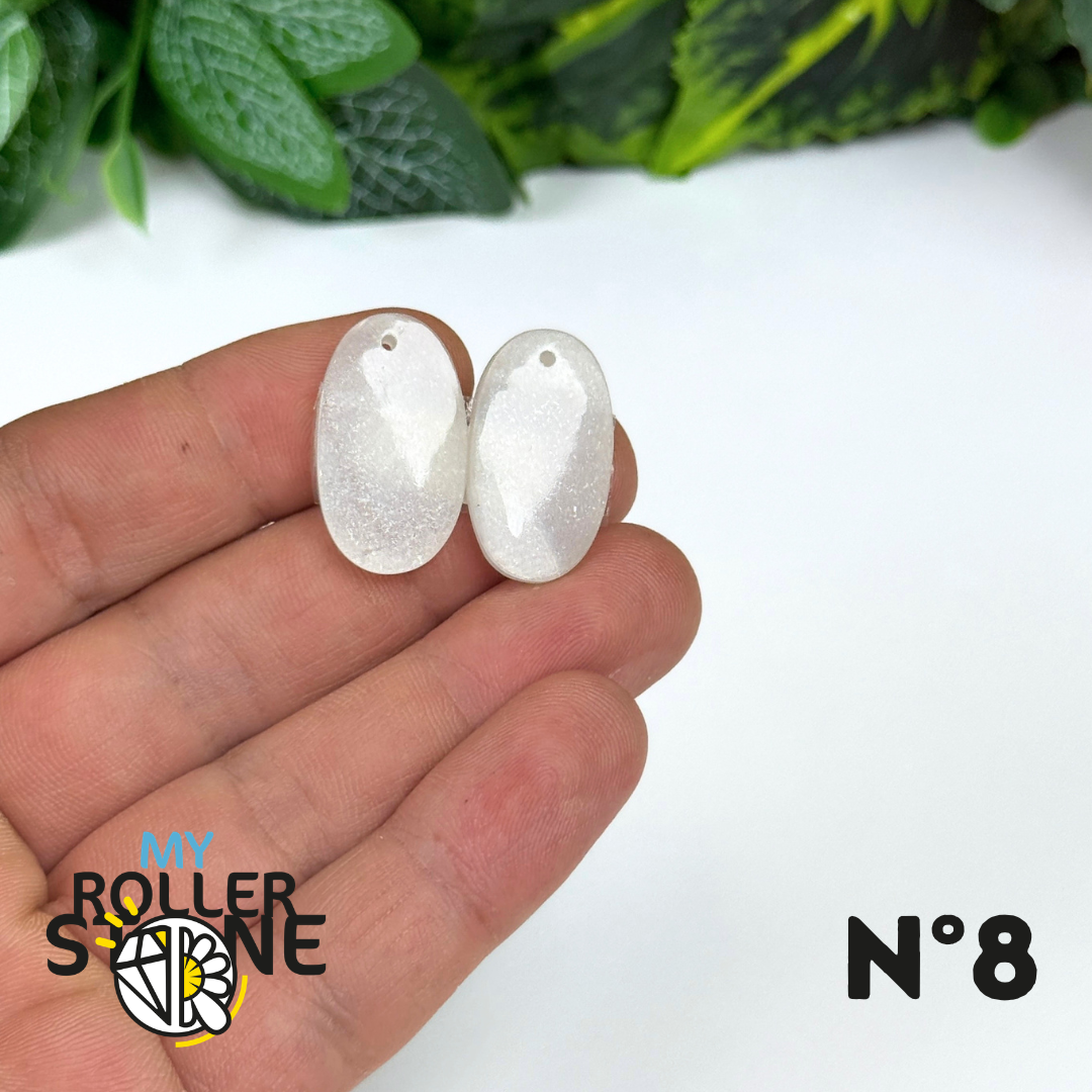 Paire de Cabochon percé en Pierre de lune D'Inde pour Boucles d'oreilles