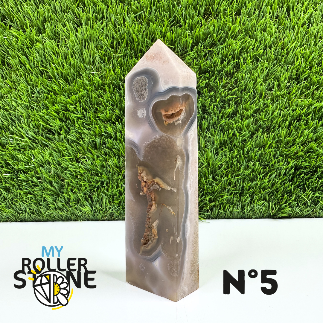 Pointes Pierre Rectangulaire Agate Fleur