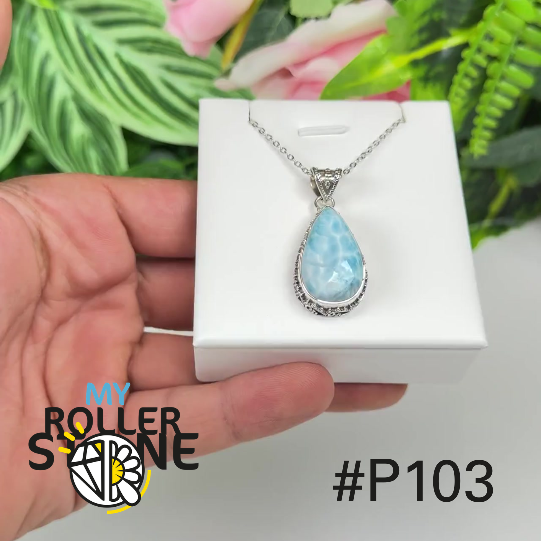 Pendentif argent larimar #P103