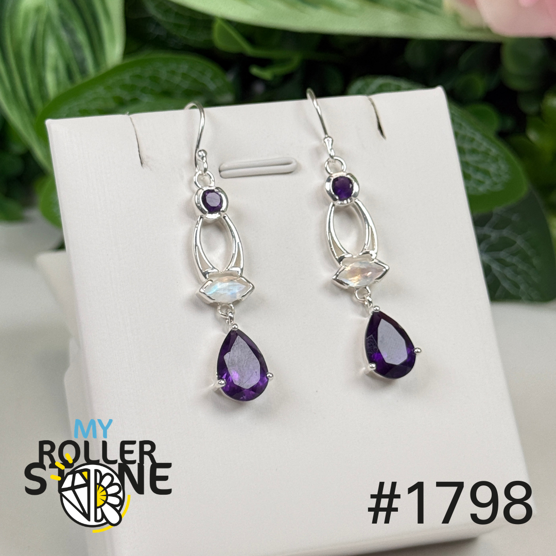 Boucles d’oreilles argent 925 améthyste facettée #1798