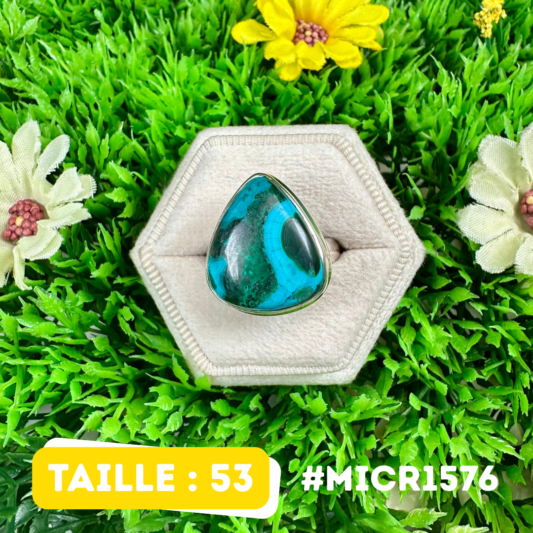 Bague Malachite Chrysocolle Argent 925 #MICR1576