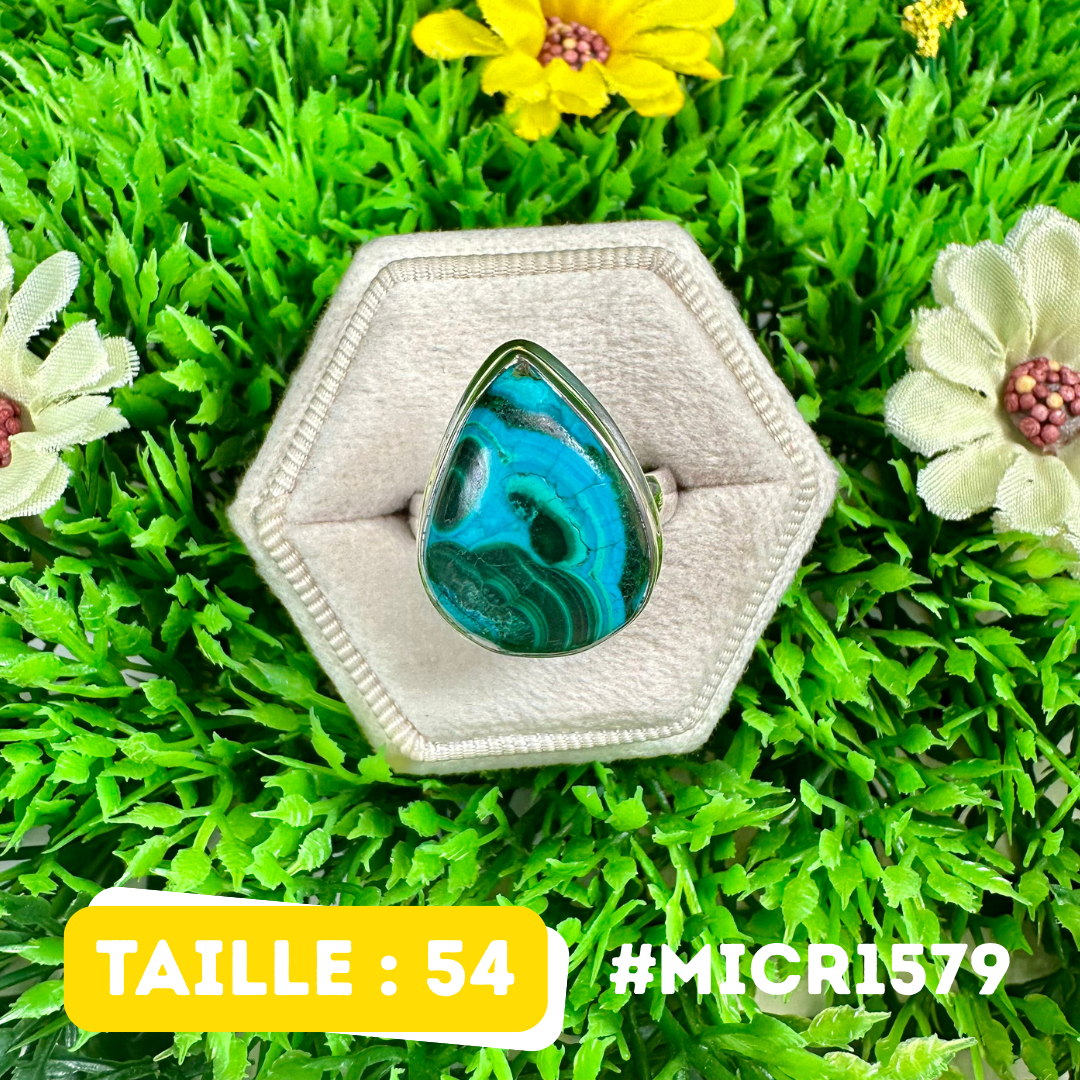 Bague Malachite Chrysocolle Argent 925 #MICR1579