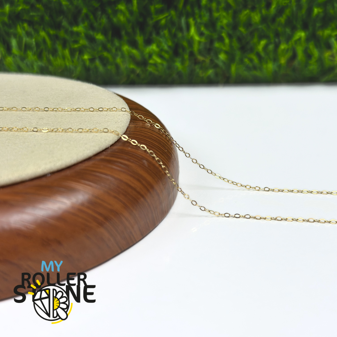 Chaîne à Maillons Réglable (Coulissant) en Argent Sterling 925 Plaqué Or 18 Carats (46 cm)