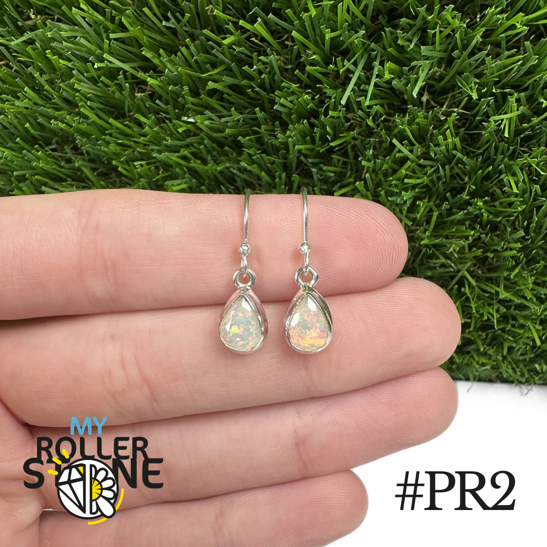 Boucles d'oreilles Opale Éthiopienne Poire Rebord 9X7 MM En Argent 925