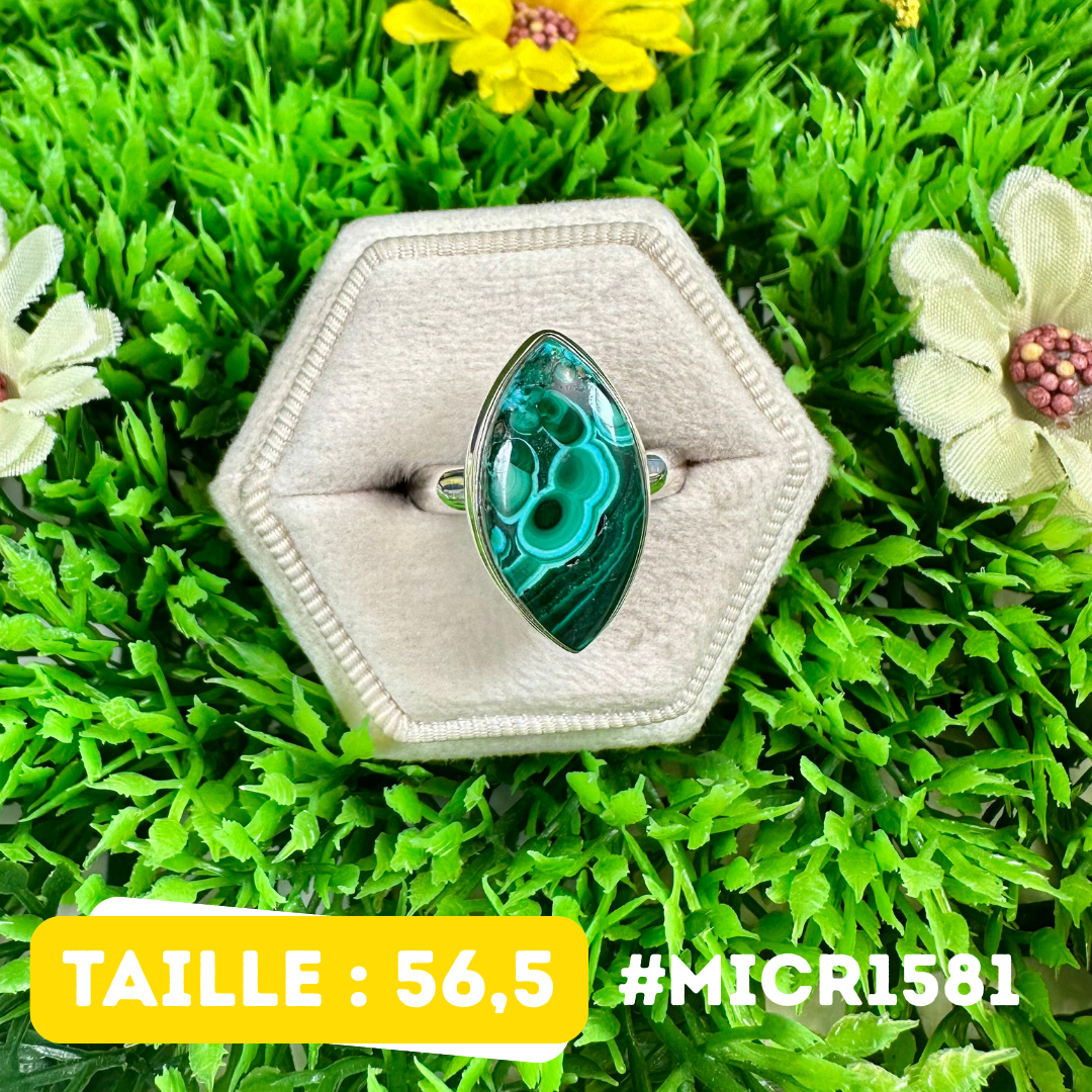 Bague Malachite Chrysocolle Argent 925 #MICR1581