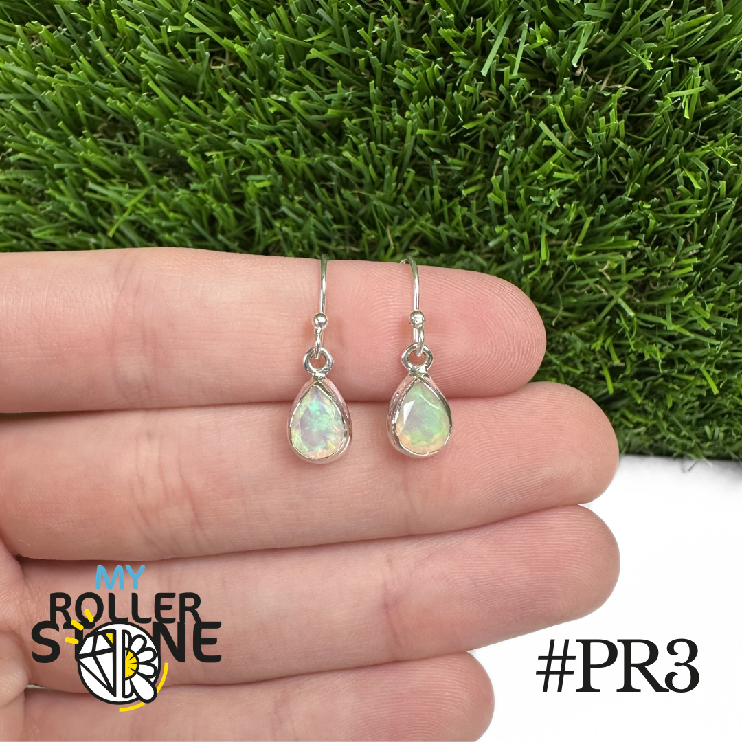 Boucles d'oreilles Opale Éthiopienne Poire Rebord 9X7 MM En Argent 925