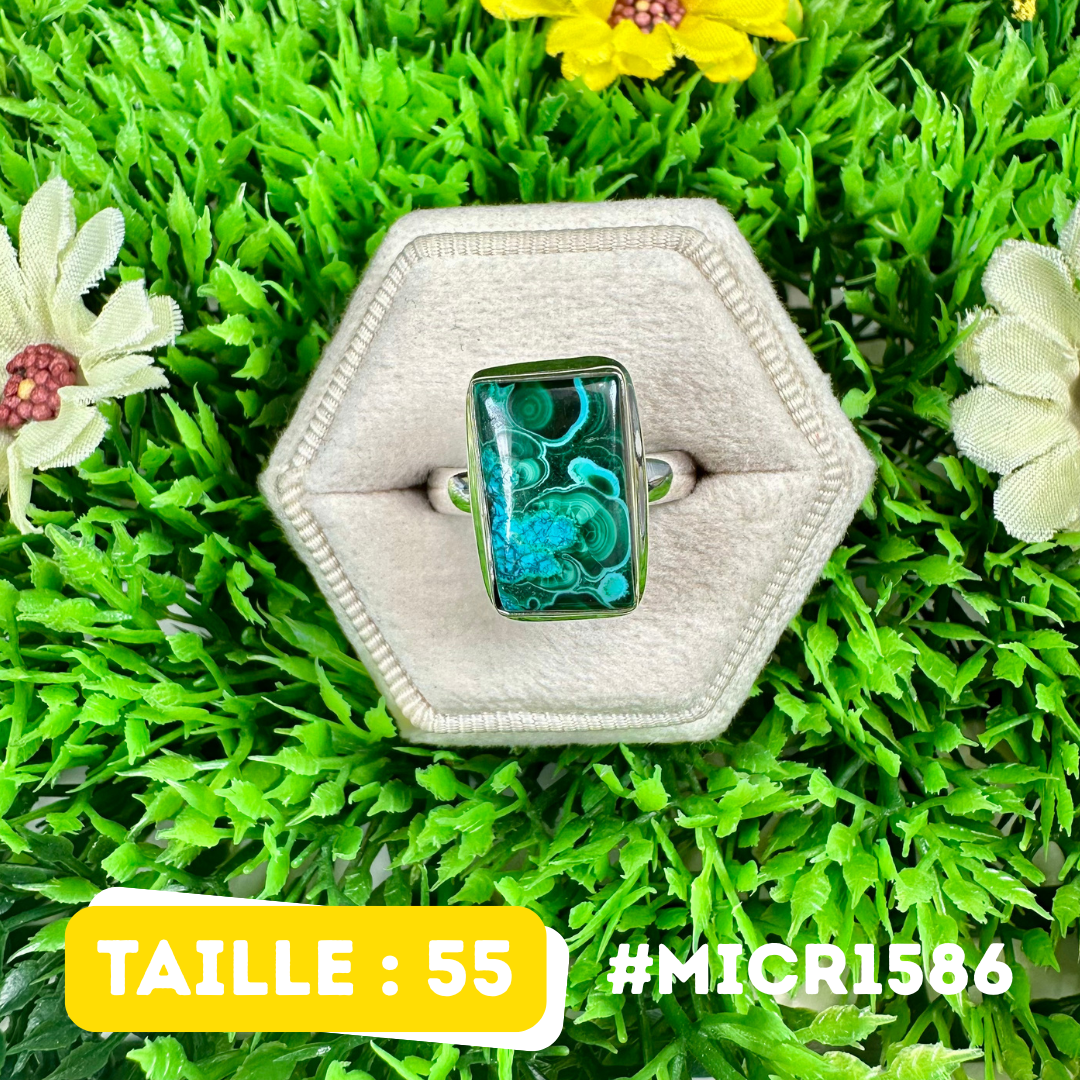 Bague Malachite Chrysocolle Argent 925 #MICR1586