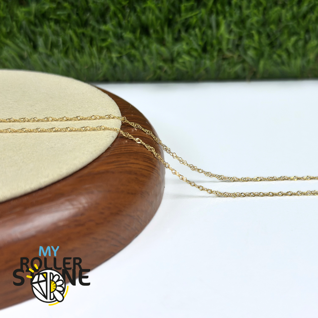 Chaîne Maille Singapour en Argent Sterling 925 Plaqué Or 18 Carats (45,7 cm)