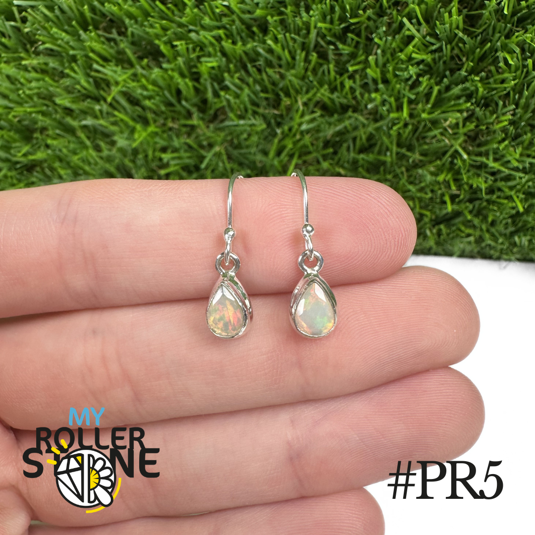 Boucles d'oreilles Opale Éthiopienne Poire Rebord 9X7 MM En Argent 925