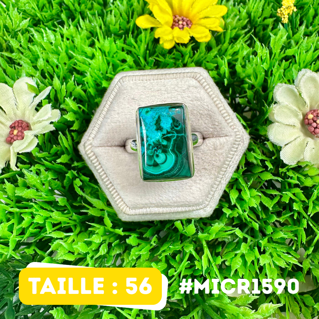 Bague Malachite Chrysocolle Argent 925 #MICR1590