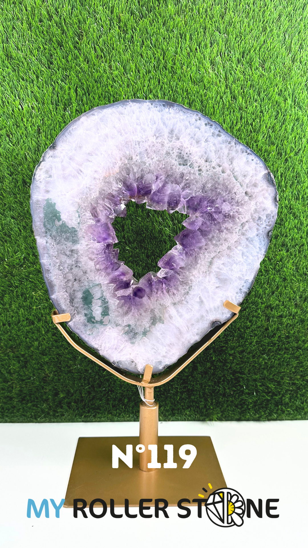 Tranche d'Améthyste sur support métal #119