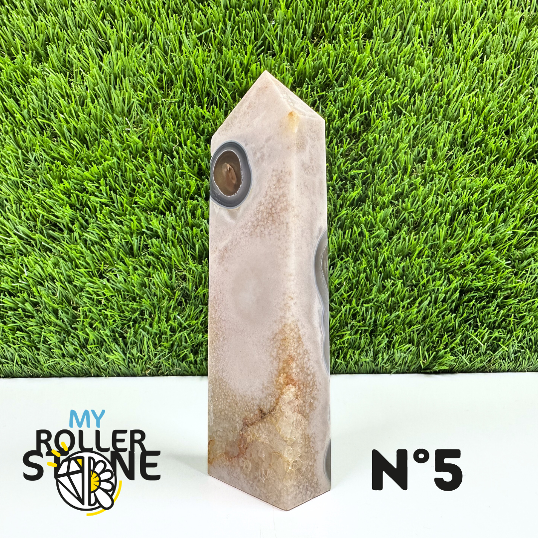 Pointes Pierre Rectangulaire Agate Fleur