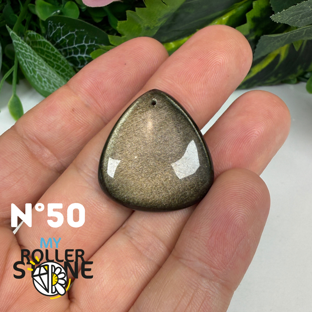 Pendentif Obsidienne dorée 5A percé