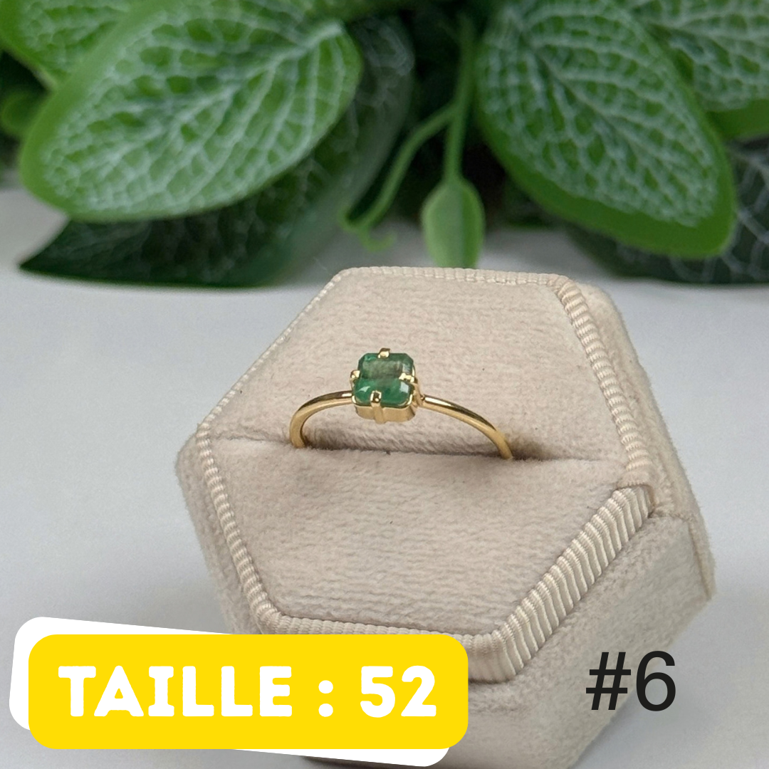 Bague Émeraude Argent 925 Plaqué Or #6