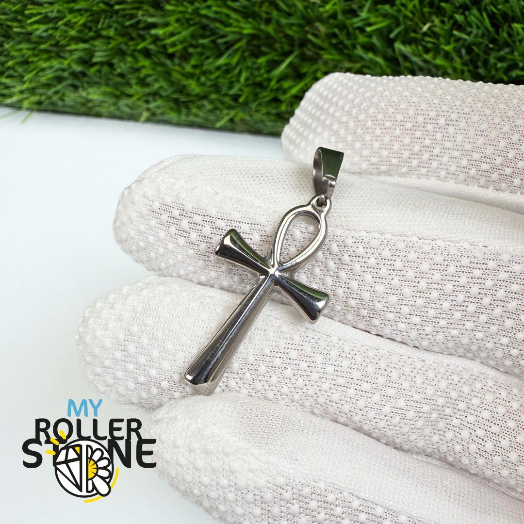 Pendentif croix Égyptienne acier inoxydable argenté