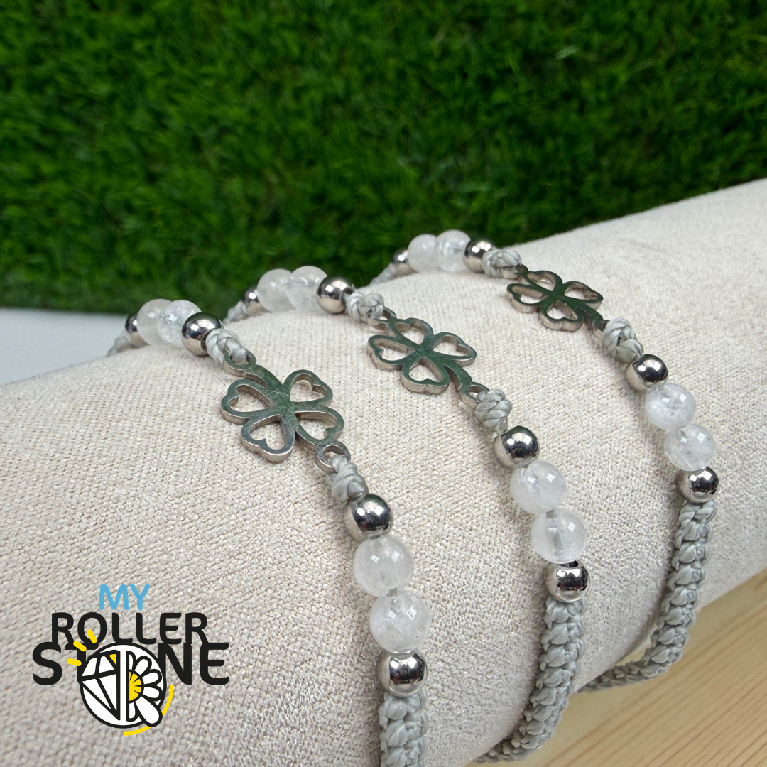 Bracelet Chance avec Trèfle et Pierre Naturelle