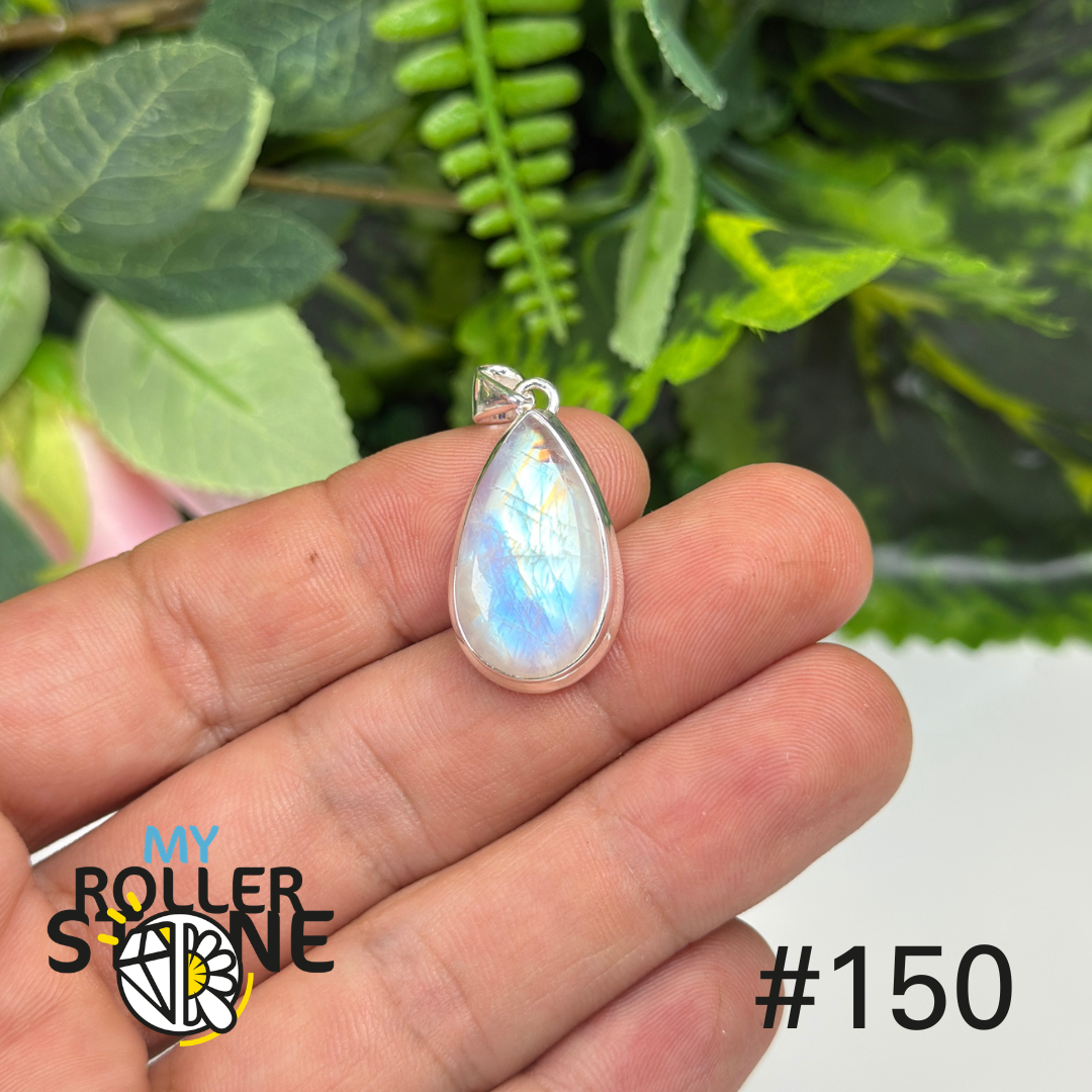Pendentif argent pierre de lune blue fire #P150