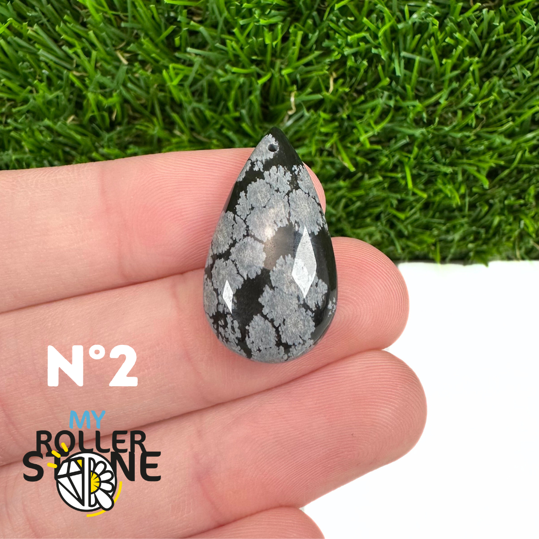 Pendentif Obsidienne flocon de neige 5A percé