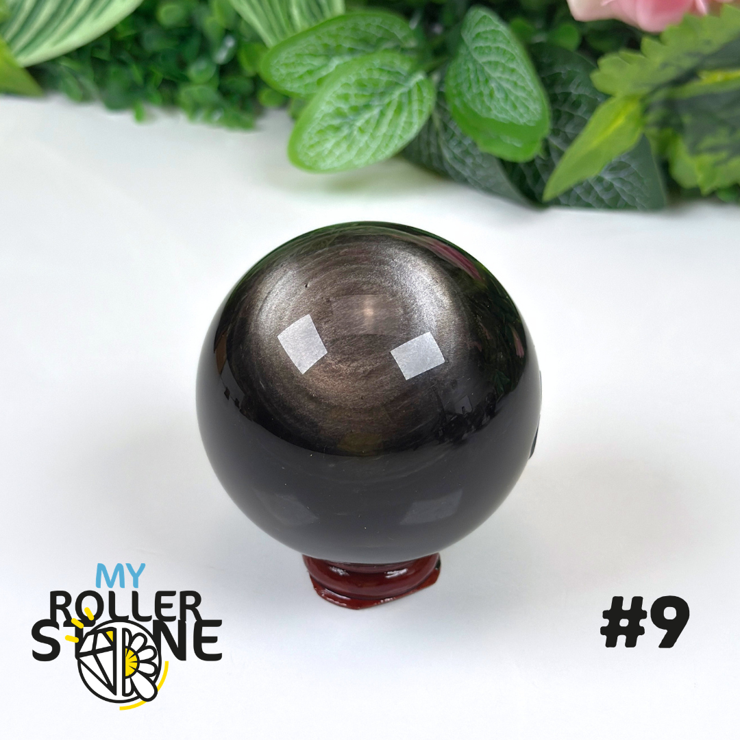 Sphère en Obsidienne argentée