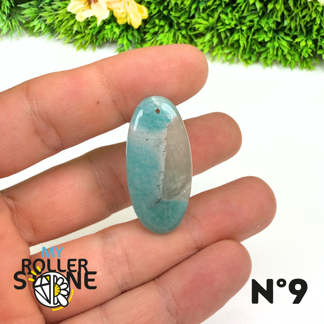Pendentif Percé Amazonite et Quartz Fumé (Rare)