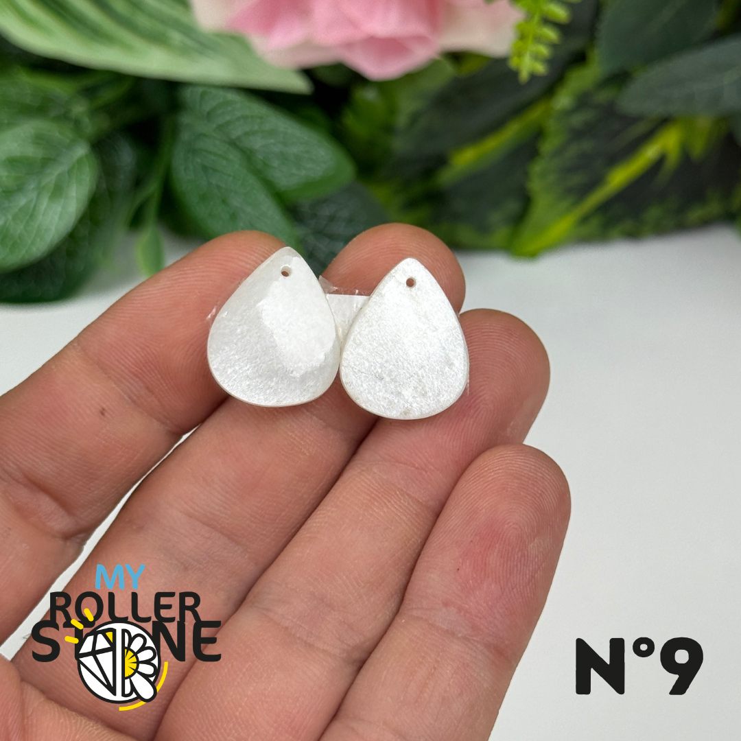 Paire de Cabochon percé en Pierre de lune D'Inde pour Boucles d'oreilles