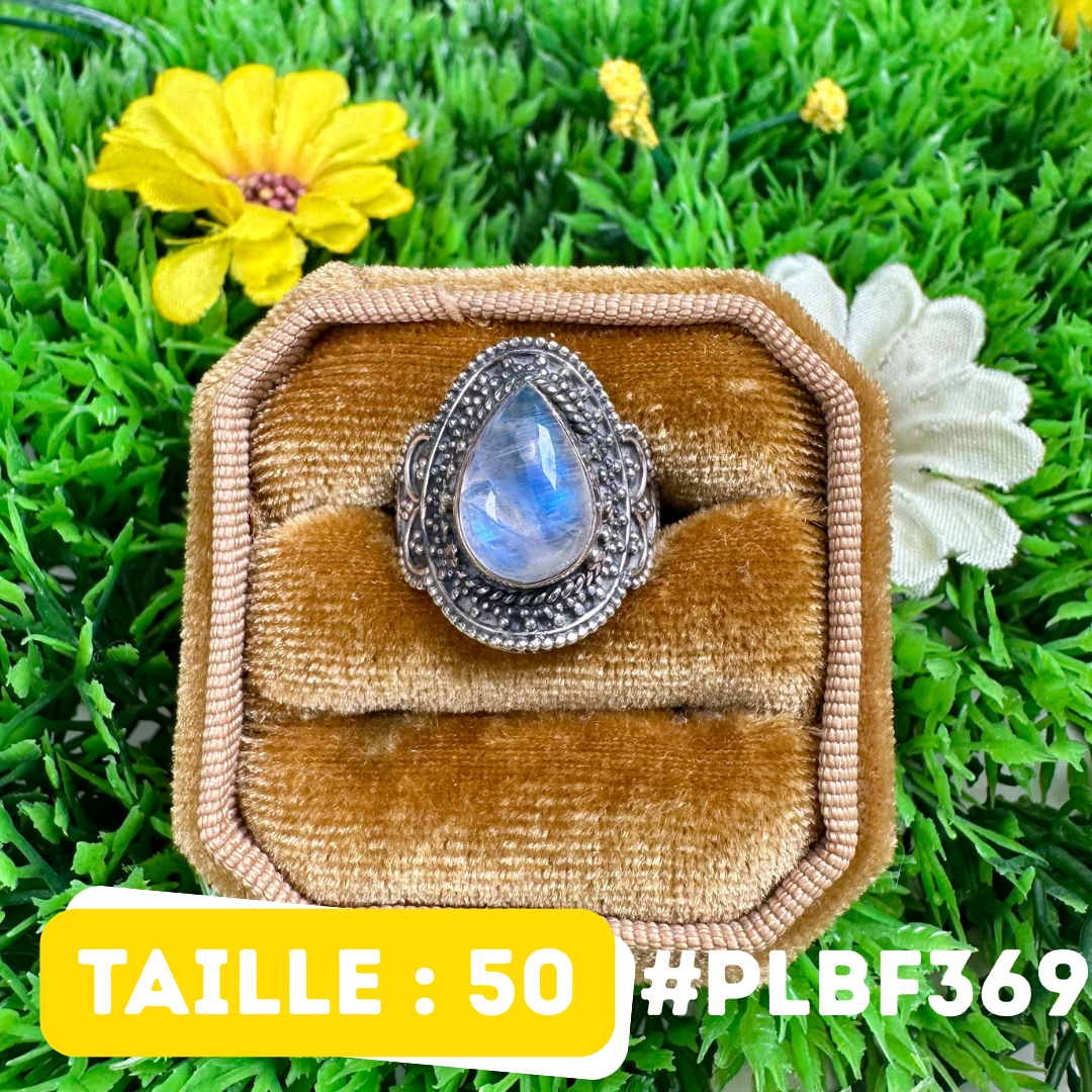 Bague Pierre de Lune Blue Fire #PLBF369