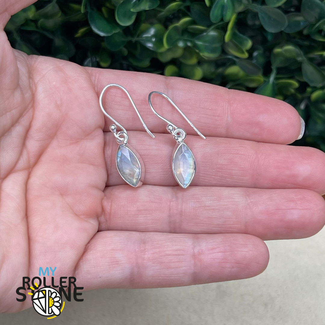 Boucles d&#39;oreilles Pierre de Lune Arc-en-Ciel Marquise #5
