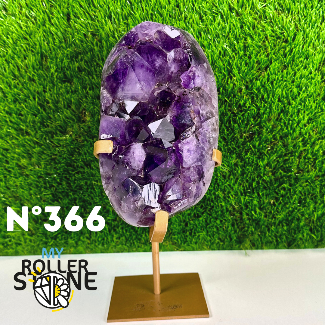 Géode Améthyste sur support métal doré #366
