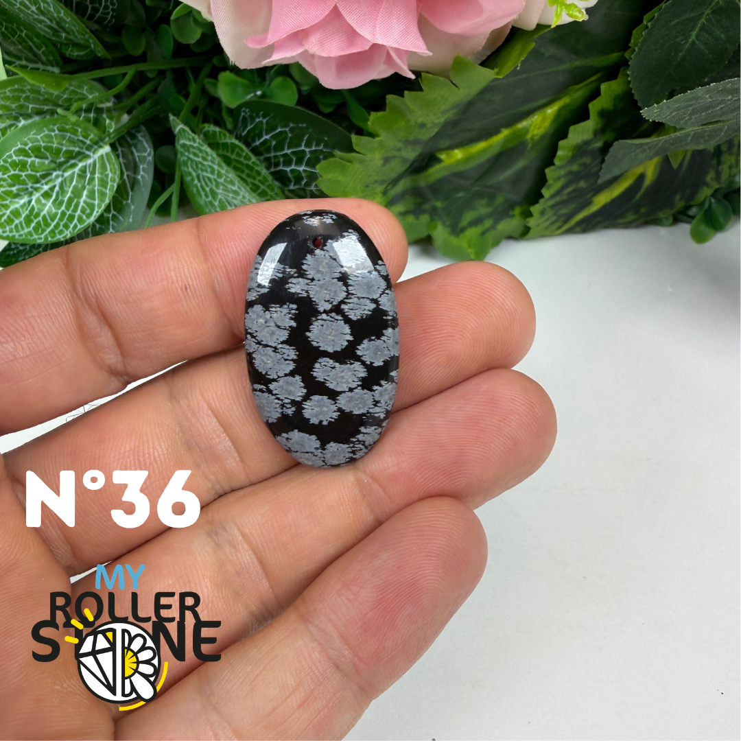 Pendentif Obsidienne flocon de neige 5A percé
