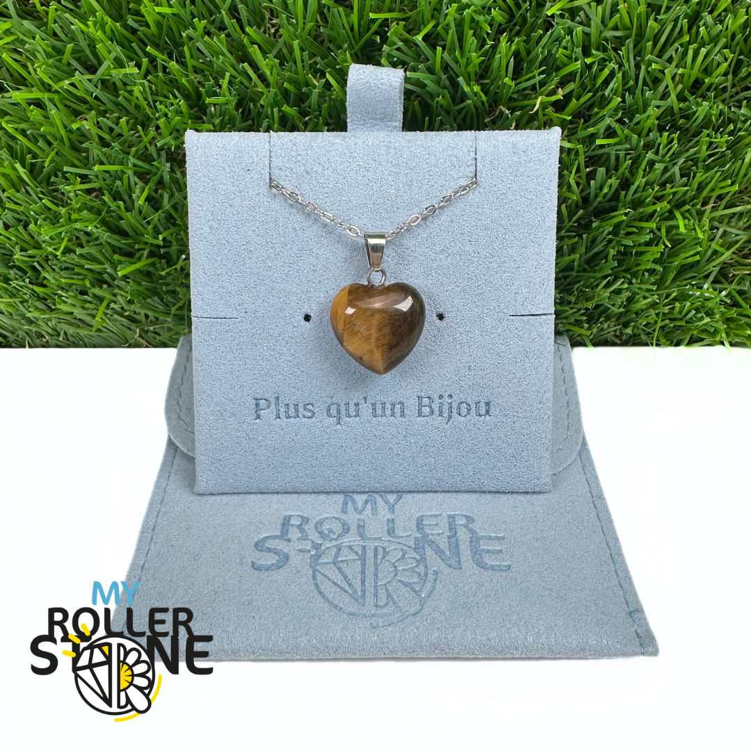 Pendentif Coeur Oeil de Tigre (2 Tailles)