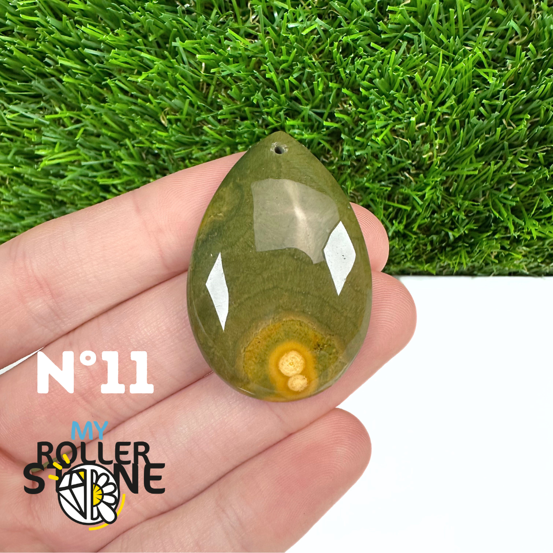 Pendentif Percé Jaspe Océan 5A